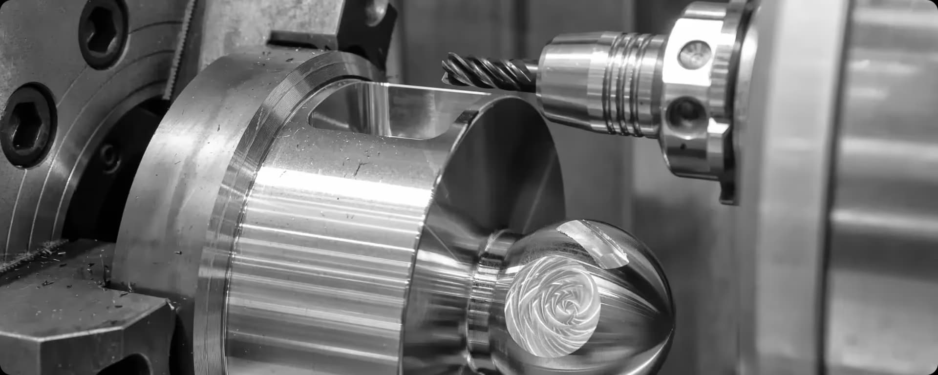 CNC machine cutting a metal part